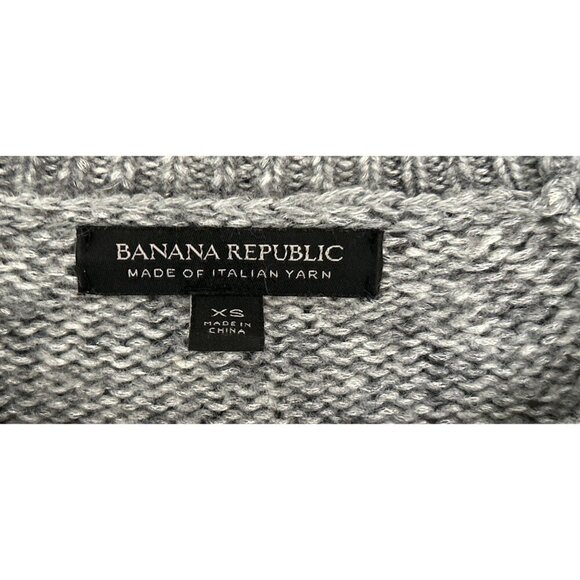 Banana Republic Italian Yarn Ribbed Chunky Gray Knit Crewneck Size XSmall - Picture 5 of 8